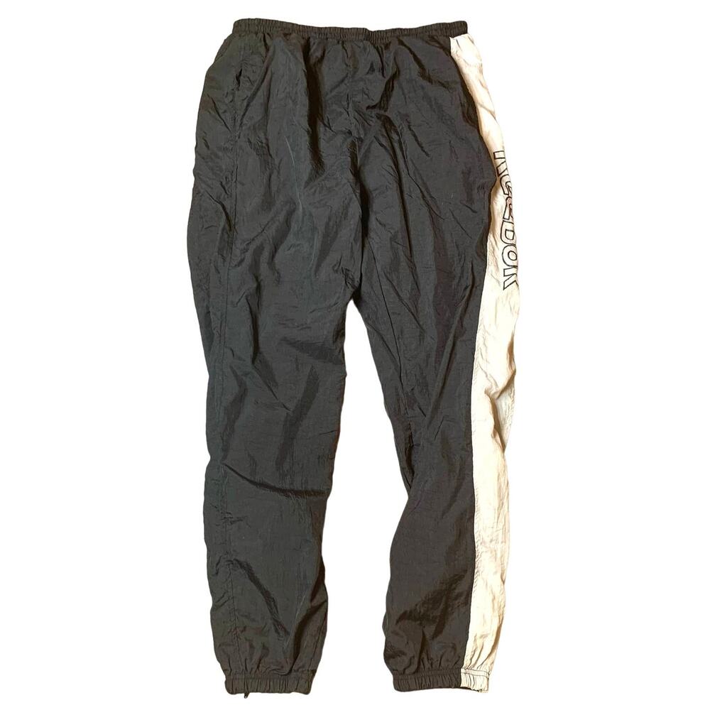 Reebok Track Pants Men Sz Large Black White Zipper Ankle Athletic String Missing